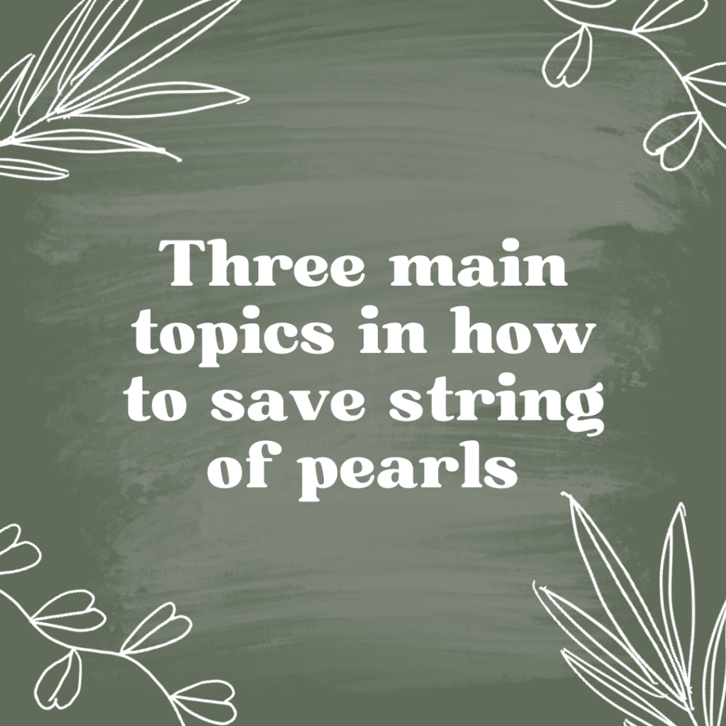 three main topics in how  to save string of pearls